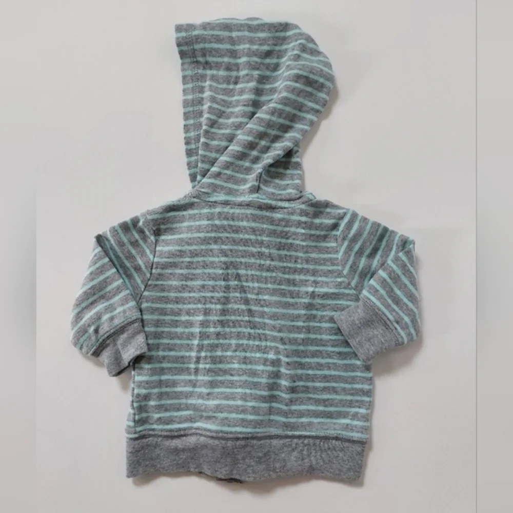 Grey and Aqua Striped Hoodie with Fox Carters‎ 3 month infant